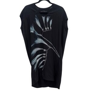 AllSaints Emi Fressia HT Black Silk Cotton Floral Mixed Media Mini Dress US 4